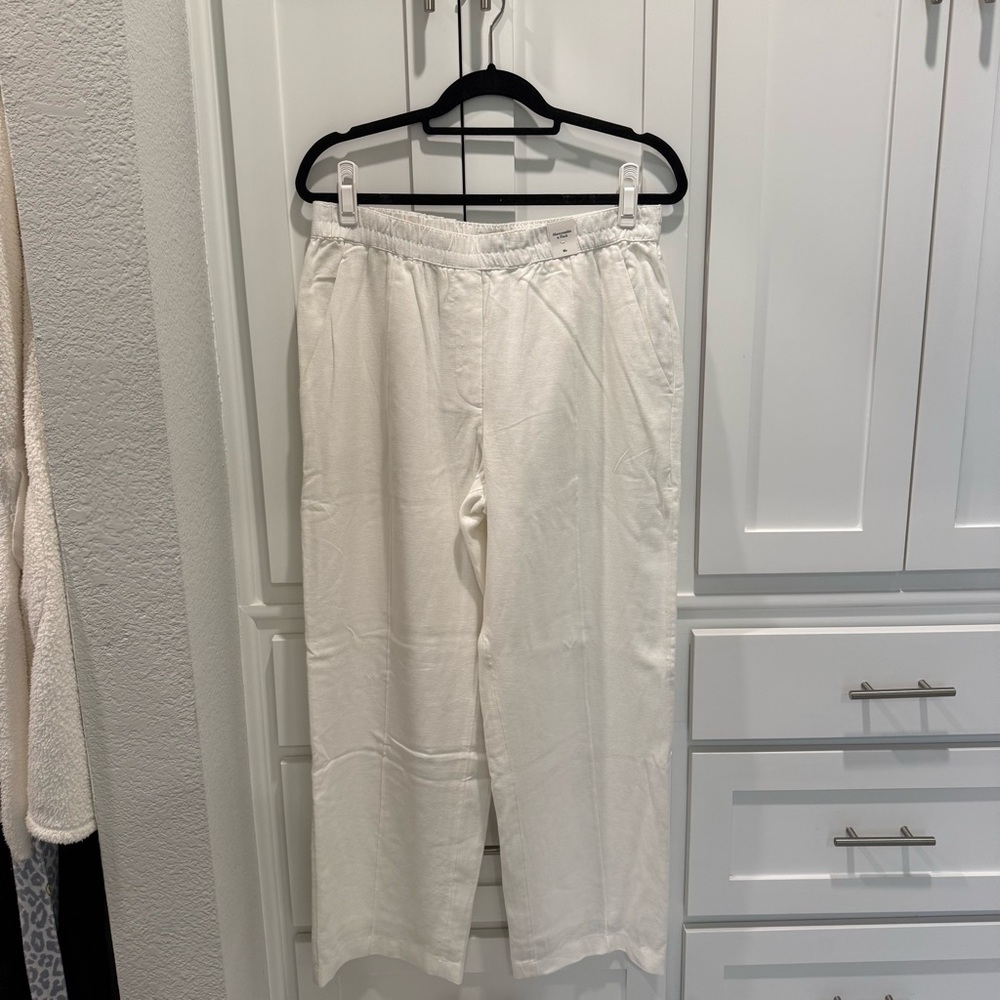 White Linen Pants Straight Leg Abercrombie